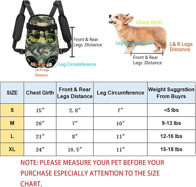 Pet Dog Carrier Backpack Legs Out Adjustable Pet Front Cat Backpack Carrier Travel Bag for Traveling Hiking Camping for Small Medium Dogs Cats Puppies