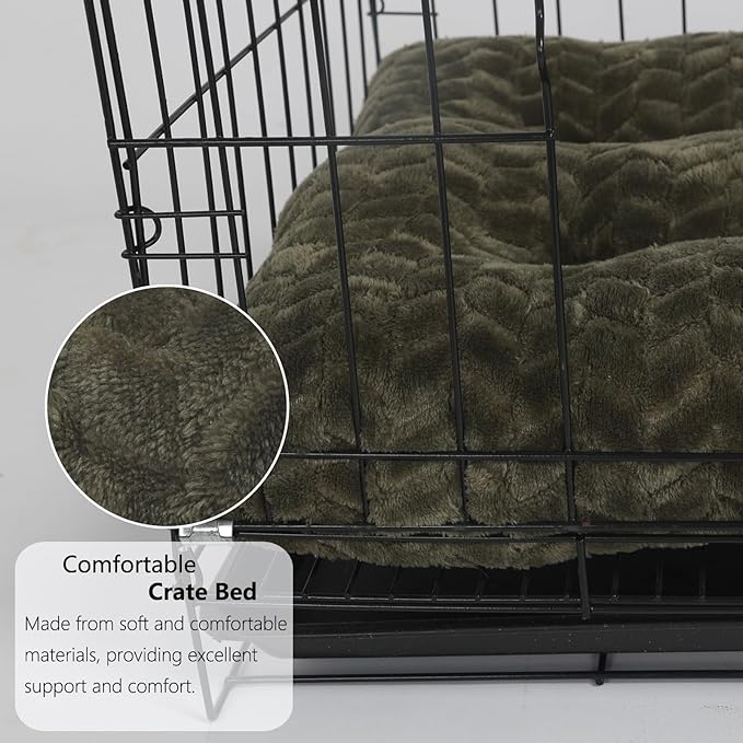 30 Inch dog crate bed crate pads for dog cages Dog Crate Bed for Medium Dogs Soft and Fluffy Crate Mats for Dog Cages Up to 40 lbs Pet Bed Mat Pillows Kennel Pads for Crates Tire Printing Olive Green