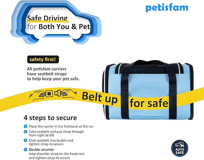 petisfam Soft Pet Travel Carrier Bag for Medium Cats and Puppy. Easy Vet Visit, Airline Approved, Top Loading, Easy Storage