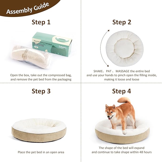 Love's cabin Round Donut Cat and Dog Cushion Bed 25in Pet