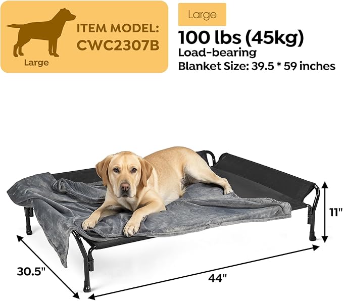 Veehoo Cooling Elevated Dog Bed + Soft Dog Blanket
