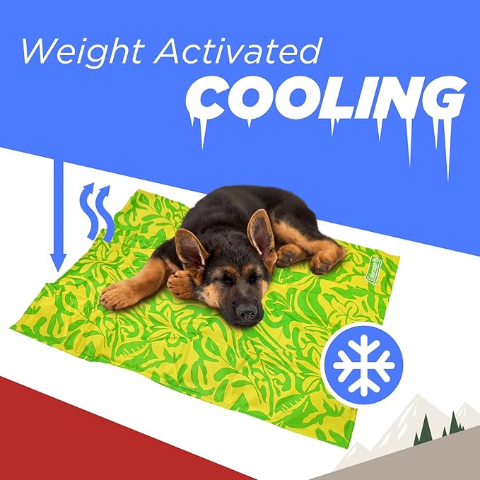 Coleman Small Green Botanical Pattern Reversible Cooling Mat 18” x 24”