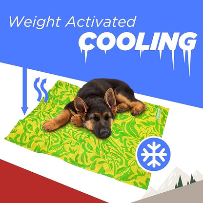 Coleman Small Green Botanical Pattern Reversible Cooling Mat 18” x 24”