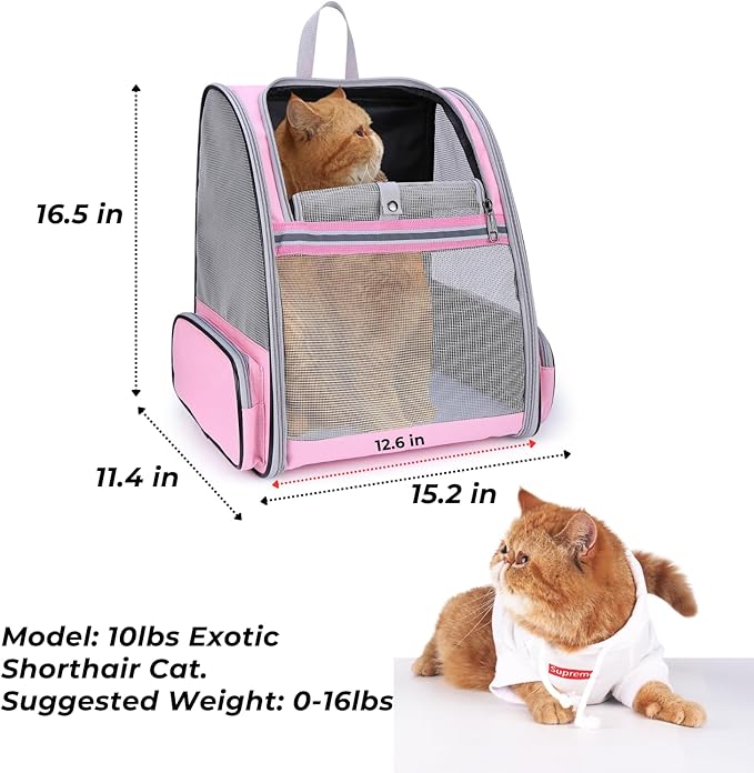 LOLLIMEOW Pet Carrier Backpack for Dogs and Cats,Puppies,Fully Ventilated Mesh,Airline Approved,Designed for Travel, Hiking, Walking & Outdoor Use