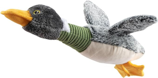 Best Pet Supplies Interactive Mallard Mates Dog Toy with Crinkle and Squeaky Enrichment for Small and Medium Breed Puppies or Dogs, Cute and Plush - Mallard Duck Wing (Gray), Small