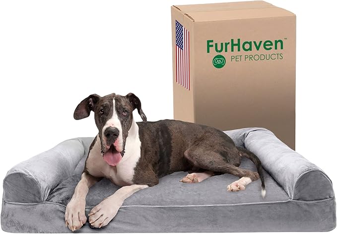 Furhaven Memory Foam Dog Bed for Large Dogs w/ Removable Bolsters & Washable Cover 125 lbs