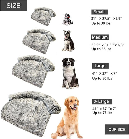 Calming Dogs/Cats Bed Fluffy Plush Dogs/Cats Mat for Furniture Protector with Waterproof Lining