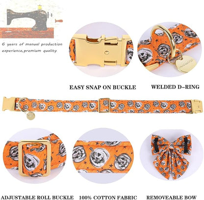 DOGWONG Fall Dog Collar with Bowtie