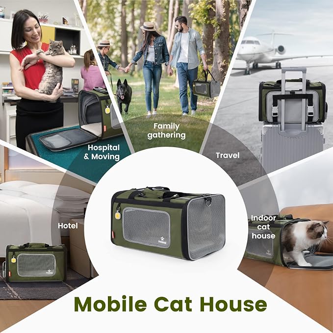 Pawaii Pet Carrier, TSA Airline Approved Cat Carrier, Soft Sided Collapsible Pet Travel Carrier, Foldable, Protable, Travel Friendly, Comfortable, Convenient Pet Travel Carrier