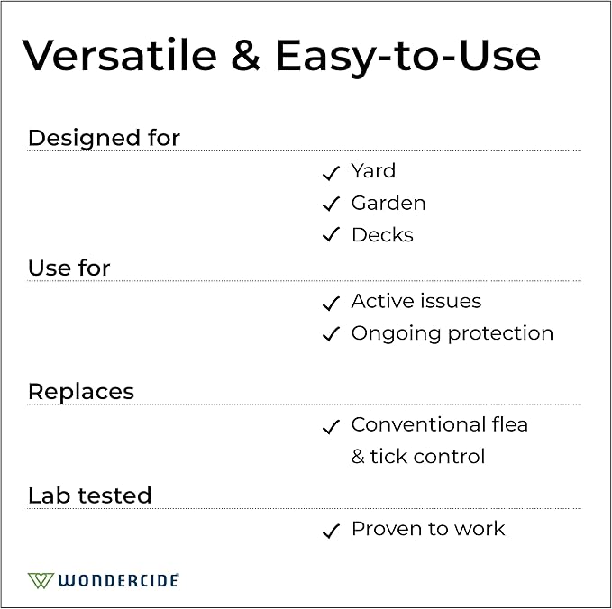 Wondercide - Ready to Use Flea, Tick, and Mosquito Yard Spray with Natural Essential Oils – Mosquito and Insect Killer, Treatment, and Repellent - Plant-Based - Safe Around Pets, Plants, Kids - 32 oz