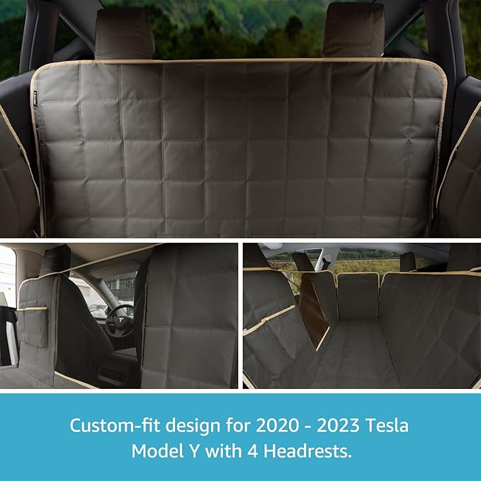 Lassie Dog Hammock for Car 2018-2024 Model 3,Dog Car 4 Headrests 2 Seat 100% Waterproof