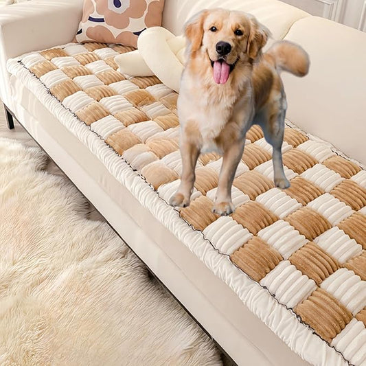 Washable Pet Bed Couch Cover，Funny Cat Mat Sofa Cover，Anti-Slip Dog Bed Sofa Cover，Pet Friendly Sofa Cover for Large Dogs (Light Coffee, 70x150 cm/28 * 59in)