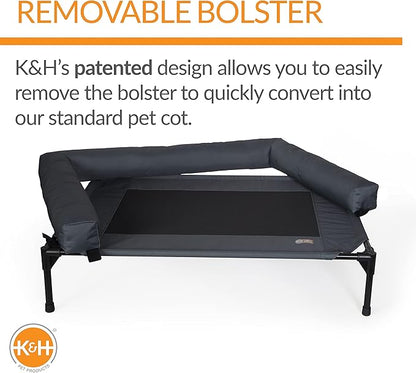 K&H Pet Products Bolster Dog Cot Cooling Indoor/Outdoor Elevated Dog Bed Hammock with Removable Bolsters 25" X 32"