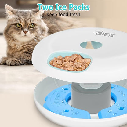 Ownpets 6 Meals Automatic Cat Feeder for Wet/Dry Food 2 Ice