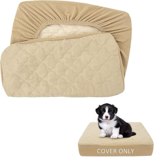 CHHKON Dog Bed Covers Replacement Washable Waterproof Pet Puppy Bed Cover for Dog(Beige,20x15x6 inch)