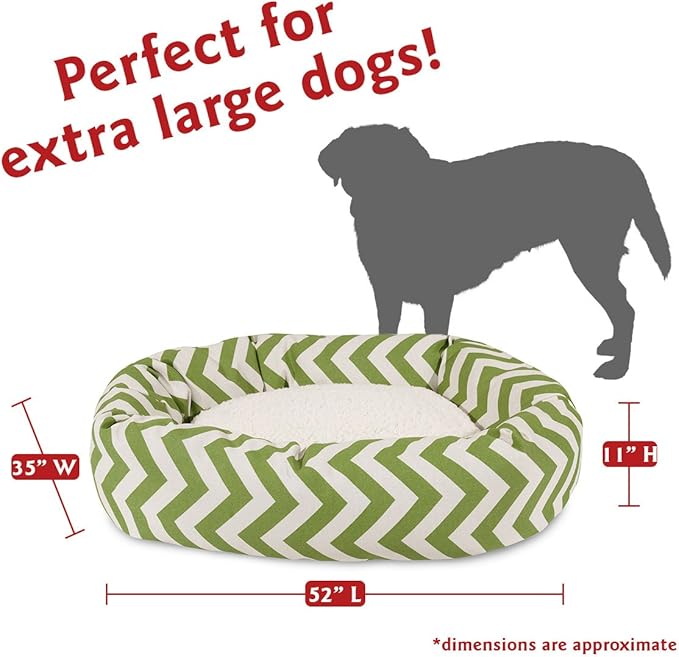 52 inch Sage Chevron Sherpa Bagel Dog Bed