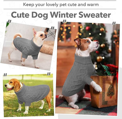 Small Dog Knit Sweater, Fall Puppy Sweaters Boys Girls, Dog Sweatershirt with Harness Hole, Halloween Sweater for Small Dogs, Classic Pullover Doggie Costumes for Toy Poodle, Yorkie, Grey S