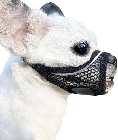 Dog Muzzle for Small Medium Dogs Breathable Adjustable,Soft Air Mesh Muzzle for Grooming Vet Visits, Prevent Biting Fierce Barking,Chihuahua,Teddy,Toy Poodle (Deep-Black, XS)