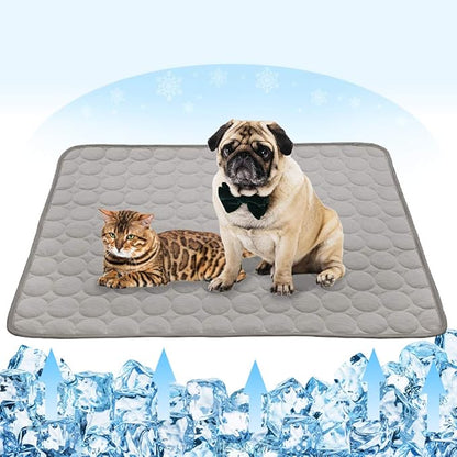 VeMee Summer Cooling Mat for Dogs Cats Ice Silk Self Dog Cooling Mat Breathable Pet Crate Pad Portable & Washable Pet Cooling Blanket for Outdoor or Home (28 X 22in