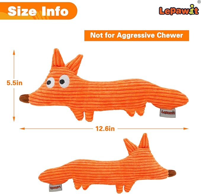 Squeaky Dog Toys, Cute Plush Toy for Dogs Indoor Play, Interactive Dog Toys with Non-Shedding Material for Small and Medium Dogs - Fox