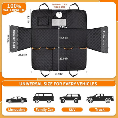 Large Dog Car Seat Cover for Back Seat 100% Waterproof 600D 6-Layer