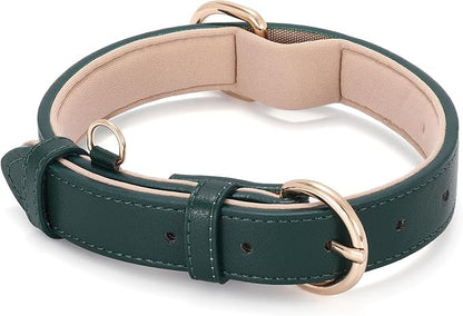 WHIPPY Soft Padded Leather Dog Collar for Small Medium Large Dogs Heavy Duty Dog Collar with Adjustable Rust-Proof Metal Hardware
