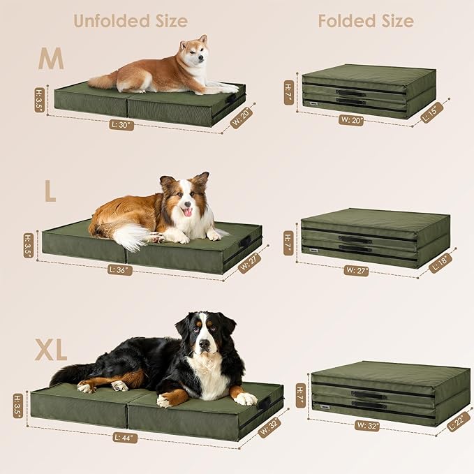 EHEYCIGA Foldable Waterproof Dog Beds for Large Dogs 36 x 27 x 3.5 inches