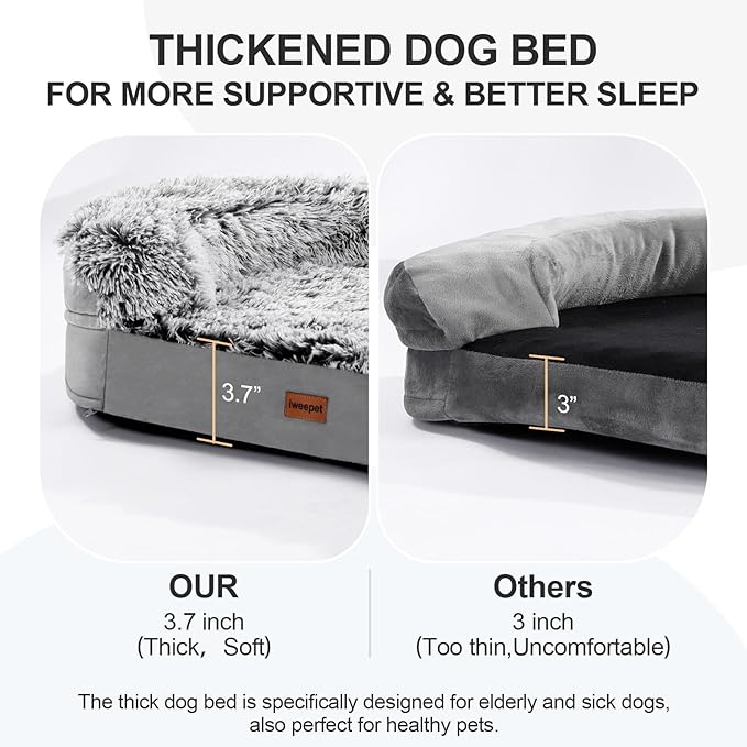 3.7 inch Thickened Orthopedic Dog Beds for Large Dogs 28D Egg-Crate