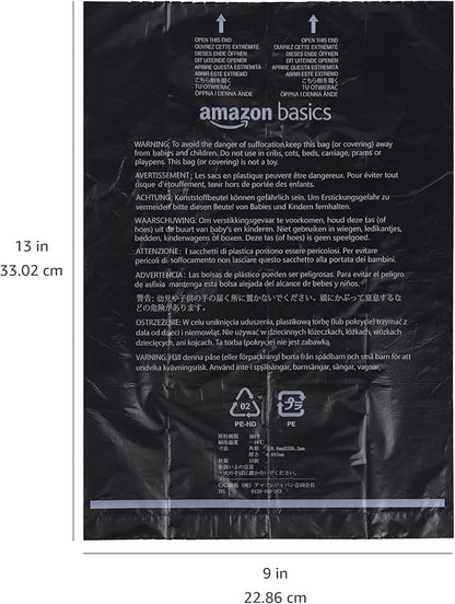 Amazon Basics Dog Poop Leak Proof Bags with Dispenser and Leash Clip 900 Count, 60 Pack 15, Black, 13 x 9 Inch