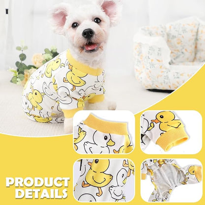 Fall Dog Pajamas Sweaters for Small Dogs Fleece Dog Onesie Stretchy Puppy Sweater Warm Small Dog Clothes Dog Pjs Pet Apparel,XXS Dog Clothes,Yellow Duck