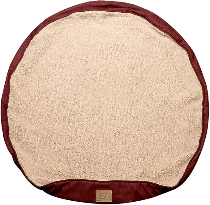 Floppy Dawg Universal Round Dog Bed Replacement Cover. Removable and Machine Washable Cover for Donut and Round Beds. Extra Large 43W. Brown with Beige Top