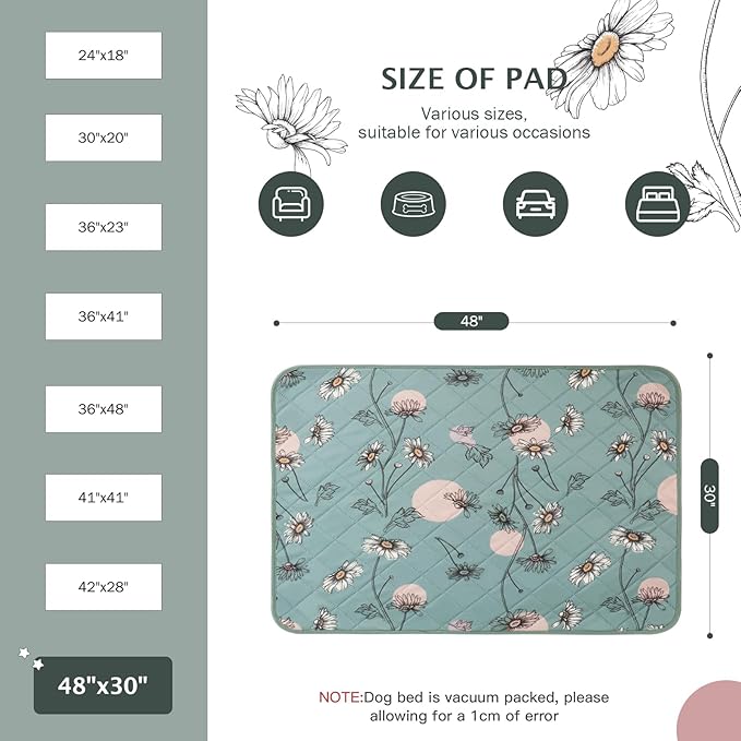 IEUUMLER Washable Pee Pads for Dogs 2 Pack EU007 (Green 48"X30"-2pcs)