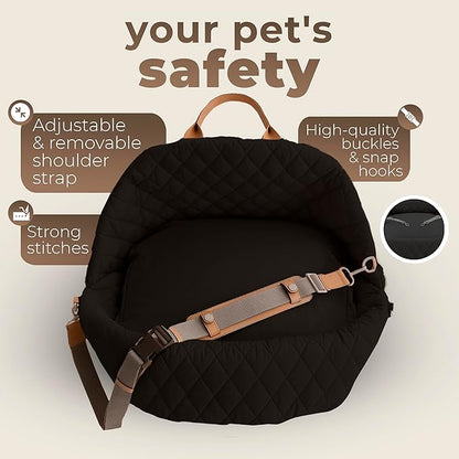 3-in-1 Dog Carriers for Small Dogs 0-18lbs Puppy Car Seat and Pet Bed with Dog Pillow Bed, Storage Pocket, Clip-On Safety Leash, Waterproof Car Seat for Dogs, Black