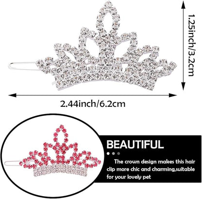 PET SHOW Dog Tiara Crown Hair Clips Bows (2pcs Silver