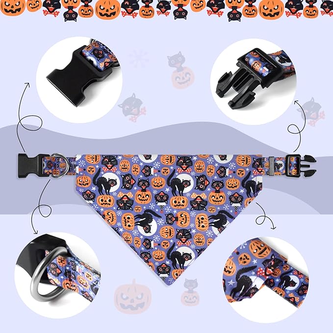 Halloween Dog Collar with Detachable Bandana