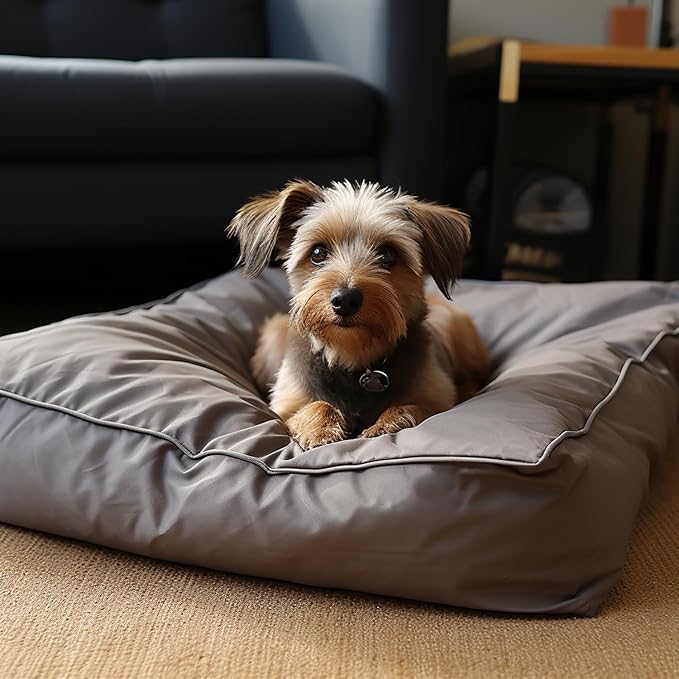 Dog Bed Covers 30L × 20W × 3H Inch Washable Grey Thickened Waterproof Oxford Fabric with Handles and Zipper Reusable Dog Bed Liner for Small to Medium 30-35 Lbs Puppy