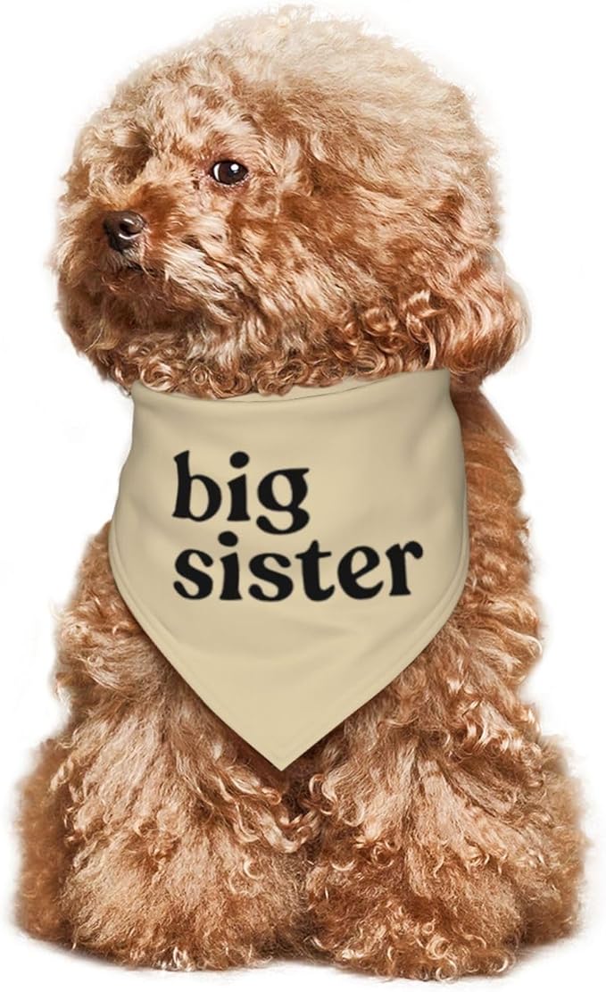 Big Sister Dog Bandana,Baby Announcement Dog Bandana,Gender Reveal,Pet Scarf, Pet Accessories for Photo Props Accessories (Khaki)