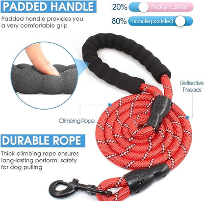 BAAPET 2/4/5/6 FT Dog Leash with Comfortable Padded Handle and Highly Reflective Threads for Small Medium and Large Dogs (5FT-1/2''