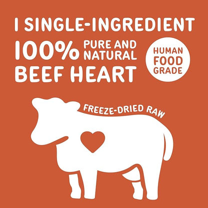 Freeze Dried Beef Hearts for Dogs & Cats, 3.5oz, One Single Ingredient Raw Dog Treats, Made in USA, Freeze Dried Dog Training Treats