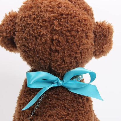 Dog Cat Pearls Necklace Collar with Bling Accessories and Ribbon Bow Pet Puppy Jewelry for Female Dogs Cats Small Medium (S