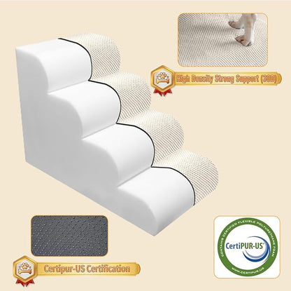 PAWSCART Dog Stairs for Small Dogs 19.6” H 30D Material 4-Step Dog