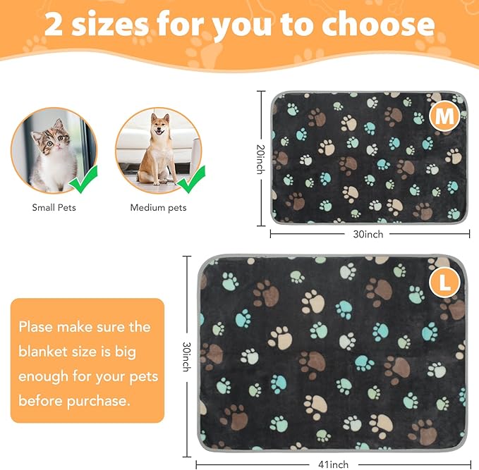 KinHwa Waterproof Dog Blanket for Medium Dogs Washable 2 Pack, Dog Blankets for Couch Bed Sofa Protector, Easy Wash Quick Dry Pet Blankets for Dogs Cats Reversible 30x20in