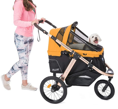 HPZ Pet Rover Run Performance Jogging Sports Stroller with Comfort Rubber Wheels/Zipper-Less Entry/1-Hand Quick Fold/Aluminum Frame for Small/Medium Dogs