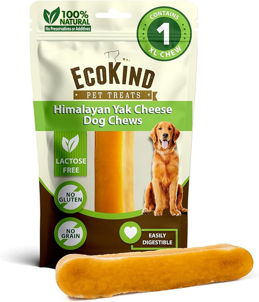 EcoKind Premium Gold Monster Yak Cheese Himalayan Dog Chew, Dog Treats Large Breed, All Natural, High Protein, for Aggressive Chewers, XL - 1 Chew