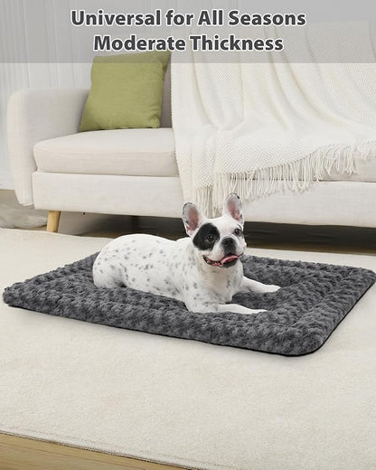 Washable Dog Bed Mat Reversible Dog Crate Pad Soft Fluffy Pet Kennel Beds Dog Sleeping Mattress for Large Jumbo Medium Small Dogs 47 x 29 Inch,