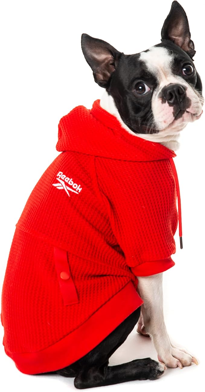 Reebok Dog Hoodie – Fleece Dog Sweater with Leash Hole