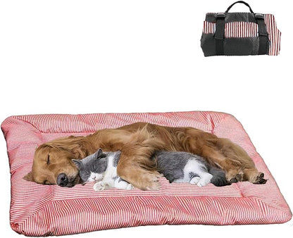 YOFANG Chew Proof Dog Bed-Outdoor Travel Camping Dog Bed,Waterproof Ripstop Nylon Fabric and Machine Washable,Indestructible and Easy to Clean Pet Bed Mat for Car,Sofa,Cage,34"x23"