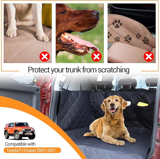 Cargo Liner for Dogs Compatible with Toyota FJ Cruiser 2007-2021, Pet Dog Trunk Cargo Liner, Waterproof Anti-Dirty Pet Cargo Cover Dog Seat Mat, with Bumper Flap Protector