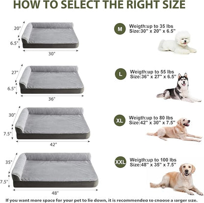 BFPETHOME Orthopedic Dog Beds for Large Dogs-Waterproof Sofa Dog Bed with Removable Washable Cover