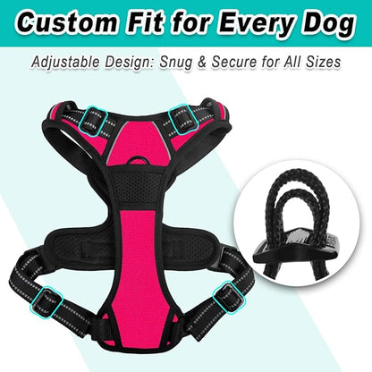 BARKBAY No Pull Pet Harness Dog Harness Adjustable Outdoor Pet Vest 3M Reflective Oxford Material Vest for PINK Dogs Easy Control for Small Medium Large Dogs (L)